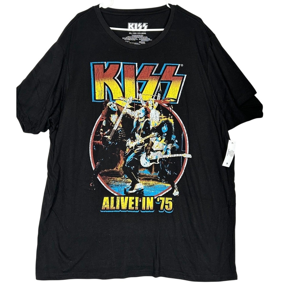 KISS Alive! In '75 Band Tee Shirt Black Short Sleeve Men's Size 2XL NWT